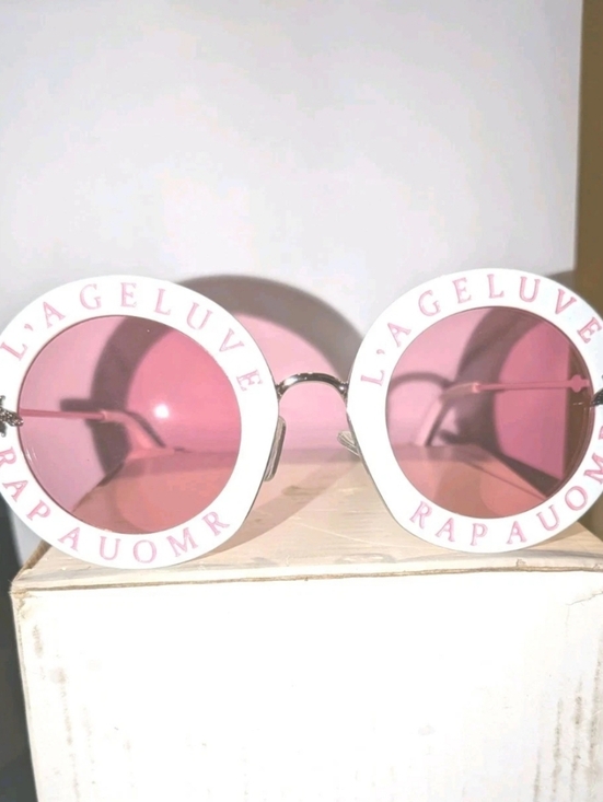 Women\'s High Quality Luxury Style Bold Round Statement White And Pink Sunglasses main image 4